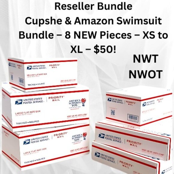 🆕8 Pc Swimsuit Bundle -Cupshe & Amazon – 8 NEW Pieces – XS to XL – $50! - Picture 1 of 1